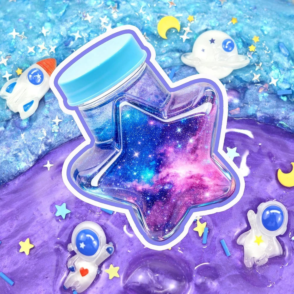 Mini Galaxy Slime Kit for Kids Ages 8–12, Making Butter Slime,Sparkling,Crunchy,Jelly Cubes Slime,Stress Relief Toys,Craft,Diy with Glow-In-The-Dark Stickers,Christmas for Boys&Girls