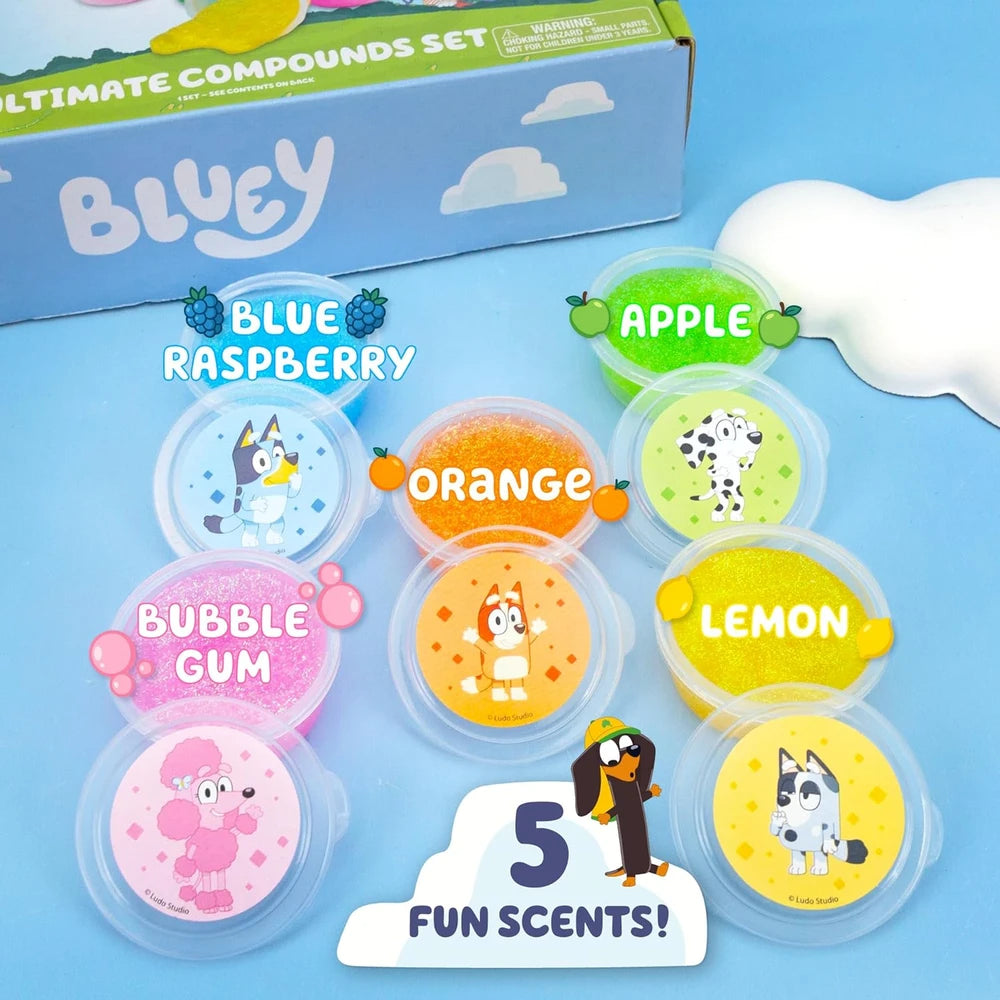 Bluey Ultimate Compounds Set, 25 Pack of Scented Glitter Slime, Resealable Containers with Stickers, Birthday Bulk Slime Party Favors, Sensory Toys, Goodie Bags Stuffers for Kids