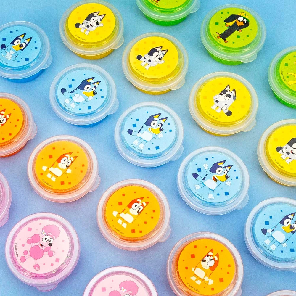 Bluey Ultimate Compounds Set, 25 Pack of Scented Glitter Slime, Resealable Containers with Stickers, Birthday Bulk Slime Party Favors, Sensory Toys, Goodie Bags Stuffers for Kids