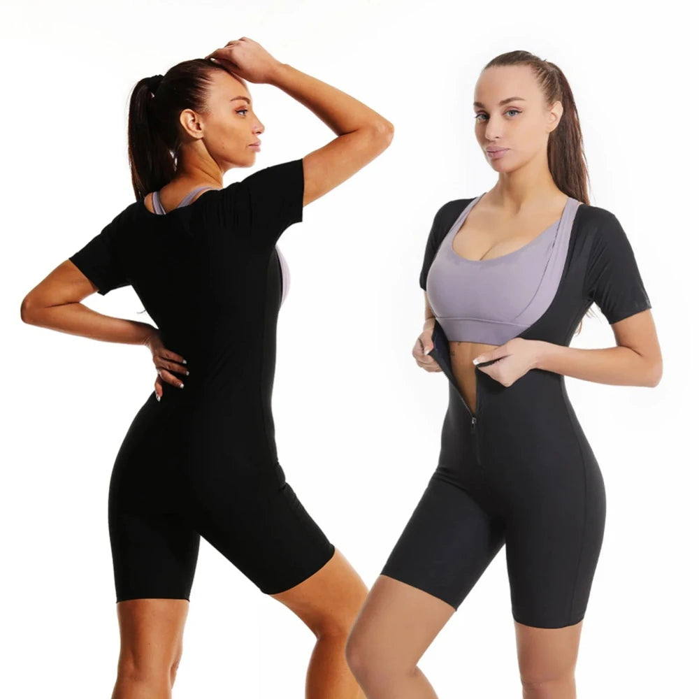 Sauna Suit for Women, Weight Loss Sauna Shirt, Waist Trainer Sweat Vest, Belly Workout, 3 in 1 Full Body Shaper Workout Top Black+Blue XL