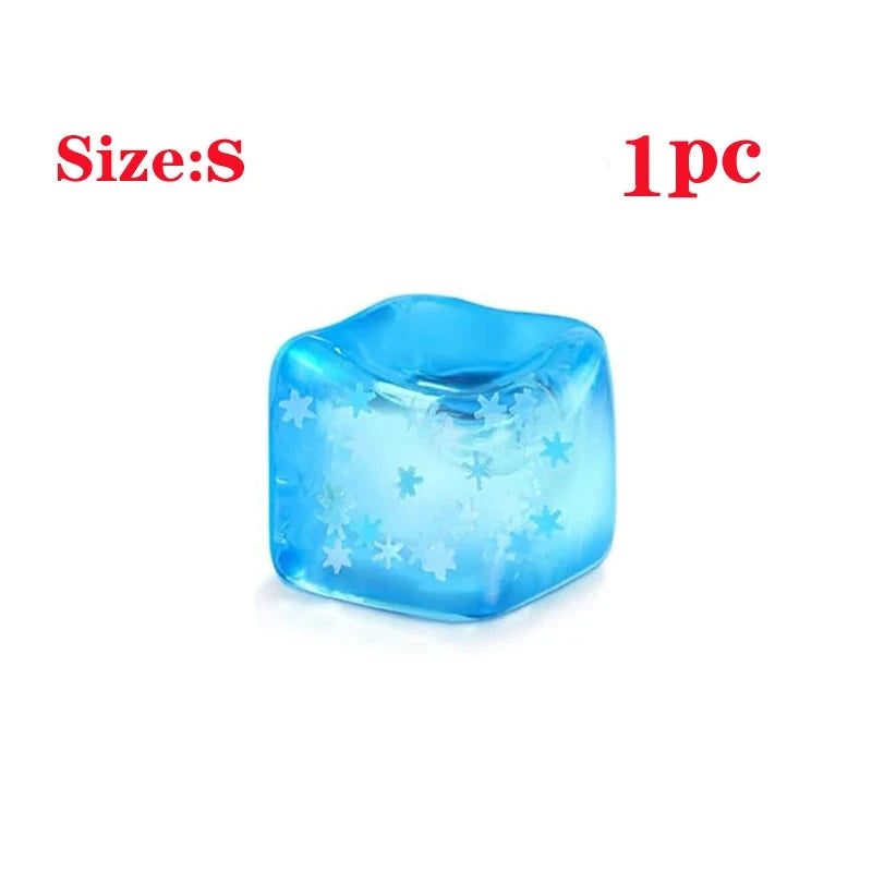 Experience the Fun with 1/6PCS Rainbow Maltose Ice Cube Stress Balls - Sensory Squishy Toys for Stress Relief and Kids Party Favors!