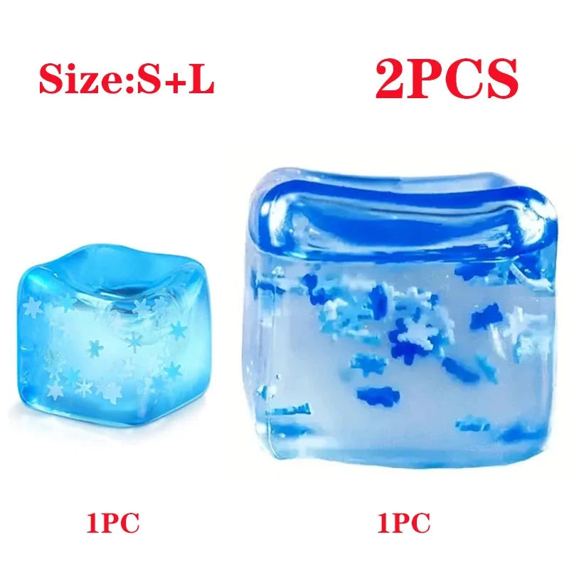 Experience the Fun with 1/6PCS Rainbow Maltose Ice Cube Stress Balls - Sensory Squishy Toys for Stress Relief and Kids Party Favors!