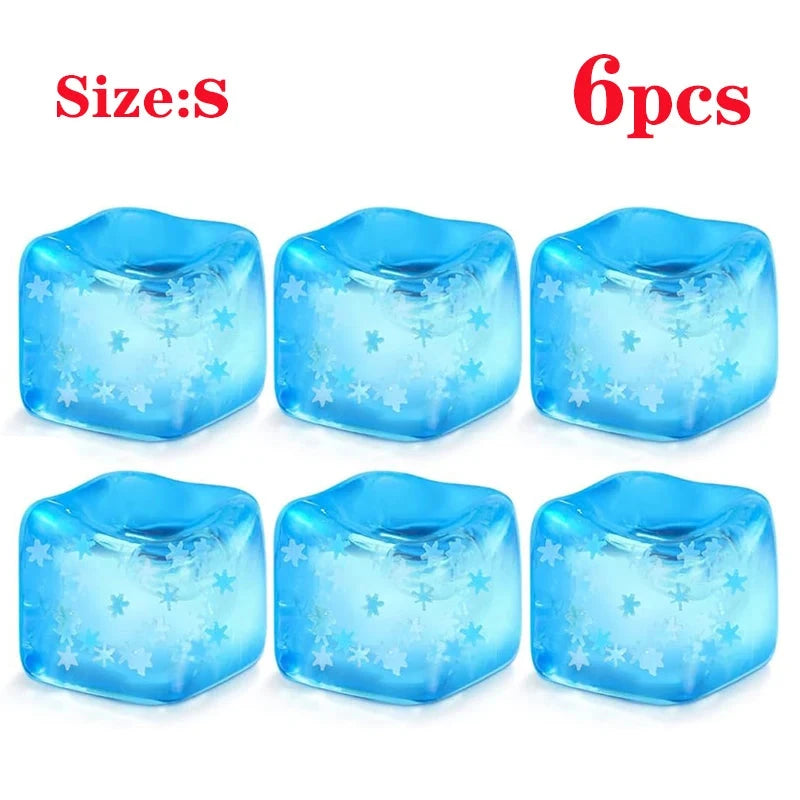 Experience the Fun with 1/6PCS Rainbow Maltose Ice Cube Stress Balls - Sensory Squishy Toys for Stress Relief and Kids Party Favors!