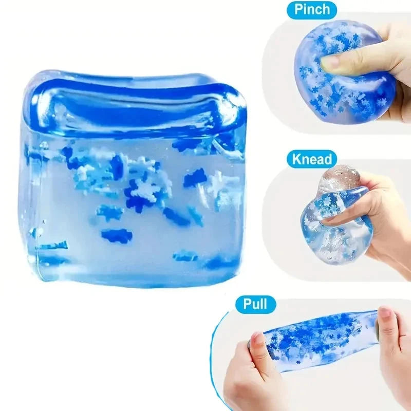 Experience the Fun with 1/6PCS Rainbow Maltose Ice Cube Stress Balls - Sensory Squishy Toys for Stress Relief and Kids Party Favors!