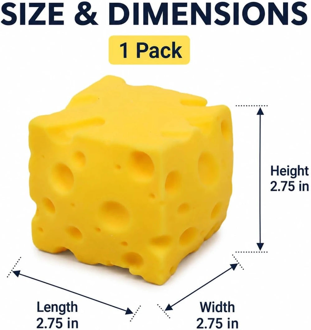 Delightful Cheese Squishy Toy - 1 Pack of Soft, Stress-Relieving Cheese-Shaped Squeeze Toy for Adults - Perfect Novelty Gift in Bright Yellow
