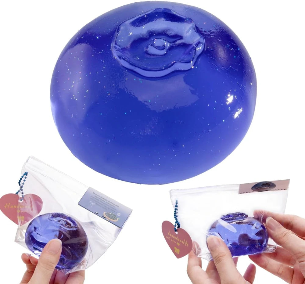 Handmade Silicon Taba Clear Blueberry Squishy,Safe & Non-Toxic Sticky Big Jumbo Mochi Squishy Toy for Kids & Adults, Cute Stress-Relief Fidget Squeeze Toys for Relaxation & Sensory Play